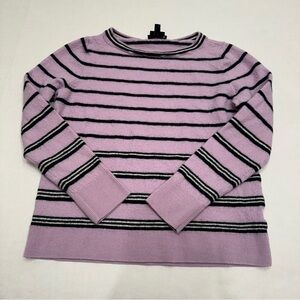 Talbots Purple and Black Striped Pure Merino Wool Sweater Size Medium